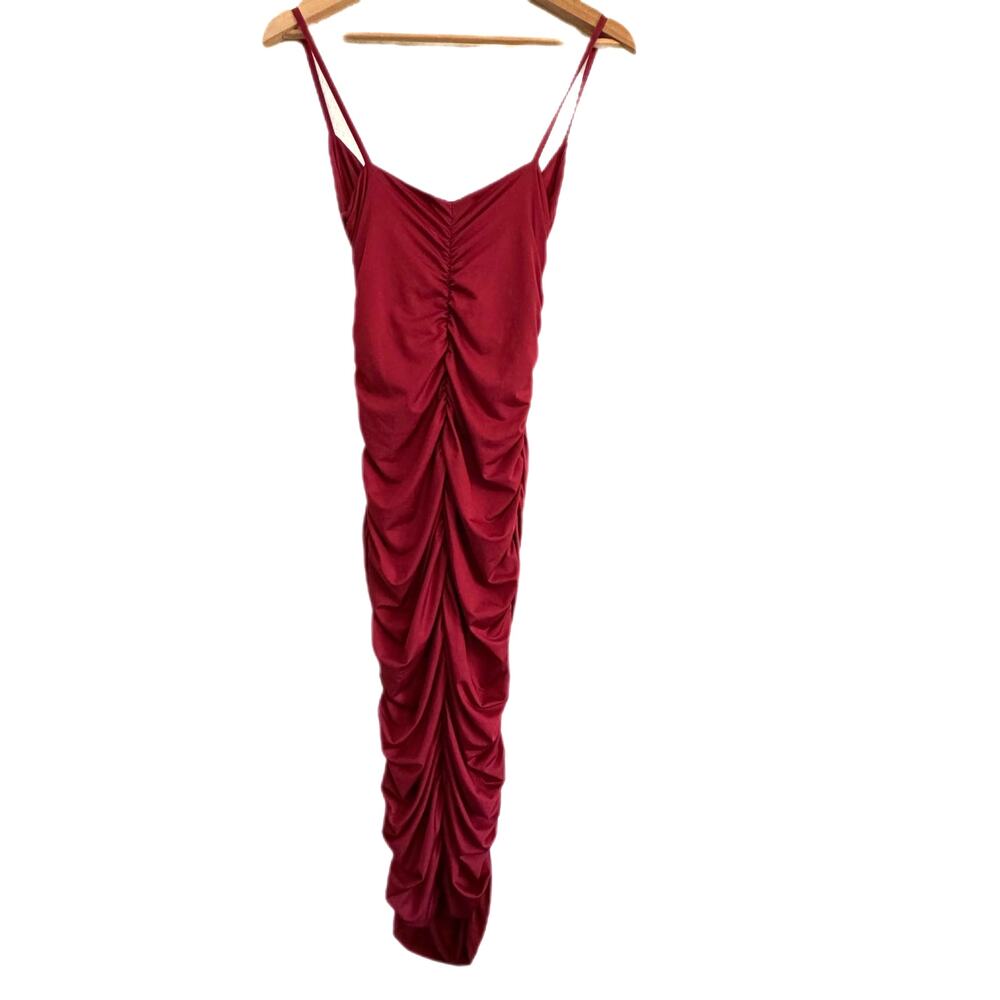 Shein Wine Red Wrap Ruched Mini Dress Women's Size 6 Medium
